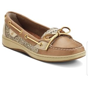 NWOT gold glitter sperry shoes
